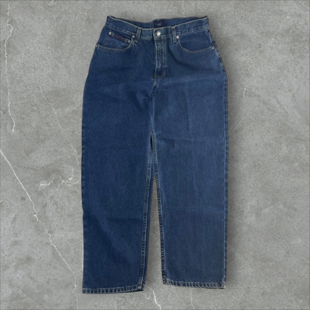 Vintage Tommy Hilfiger Jeans Men 34x30 Blue Y2K Baggy Loose Embroidered Skater